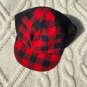 George Hats Baby size red plaid trucker